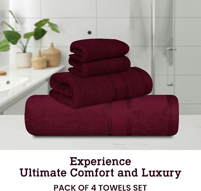 Casa Lino 4 Piece Bath Towel Set | 1 Bath Towel, 2 Wash Cloth, 1 Hand Towels | - Image 2