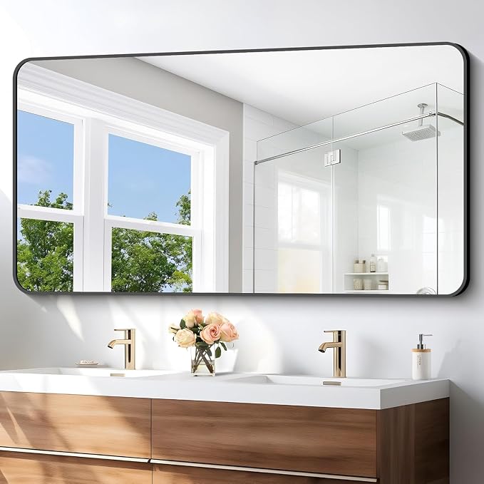 BONEWEI 30x60 inch Bathroom Mirror, Wall Mounted Bathroom Frame Vanity Mirror - Image 3