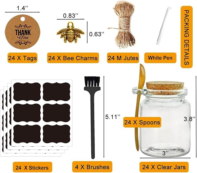 Ahhute Glass Sugar Scrubs Jars, Bath Salt Container, Snacks Spice Jars w/Bamboo - Image 2