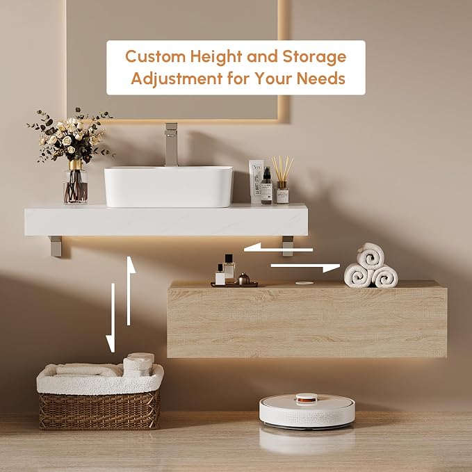 40" Floating Bathroom Vanity, Wall-Mounted Storage Cabinet Single Piece Set - Image 4