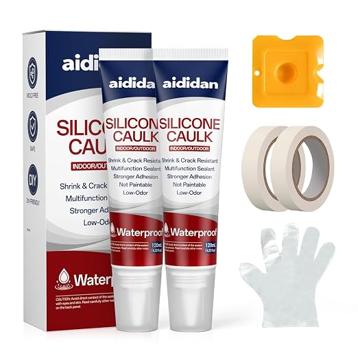 Silicone Caulk 4.23 Fl Oz for Kitchen & Bathroom by aididan