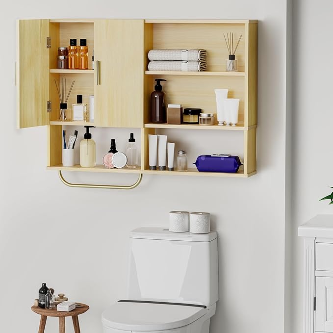 Bathroom Wall Cabinet Wood Large Wall Mounted Medicine Cabinet - Image 6