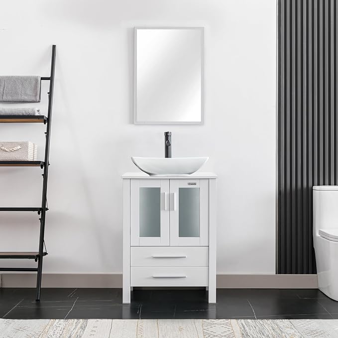 eclife 24" Modern Bathroom Vanity Sink Combo Freestanding Cabinet - Image 2