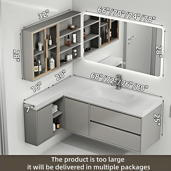Modern L-Shaped Bathroom Vanity - - Image 2
