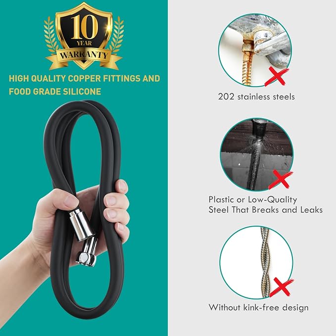 Shower Hose 79 inches Ultra-Soft Silicone Shower Hose Replacement, HandHeld - Image 5