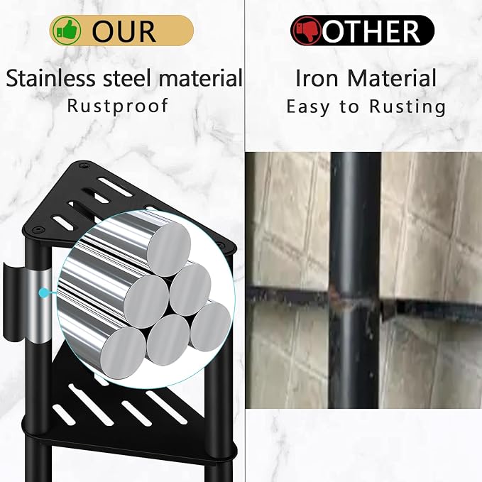 Shower Foot Rest, Shower Stool for Inside Shower, Stainless Steel Waterproof - Image 4