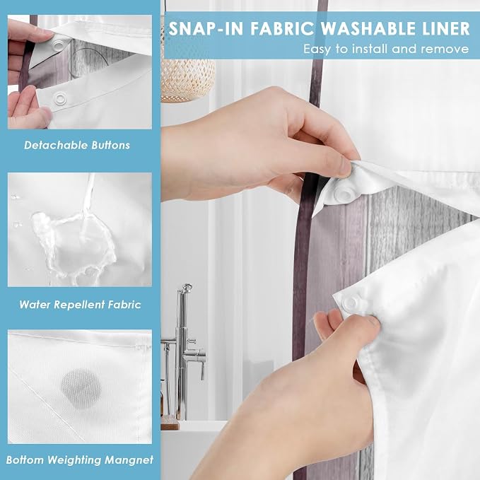 No Hook Flower Daisy Shower Curtain - Image 3