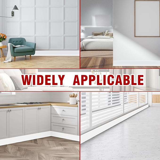 Vinyl Baseboard Molding Trim 3 Inch x 40 Feet Peel and Stick Baseboard Trim - Image 5