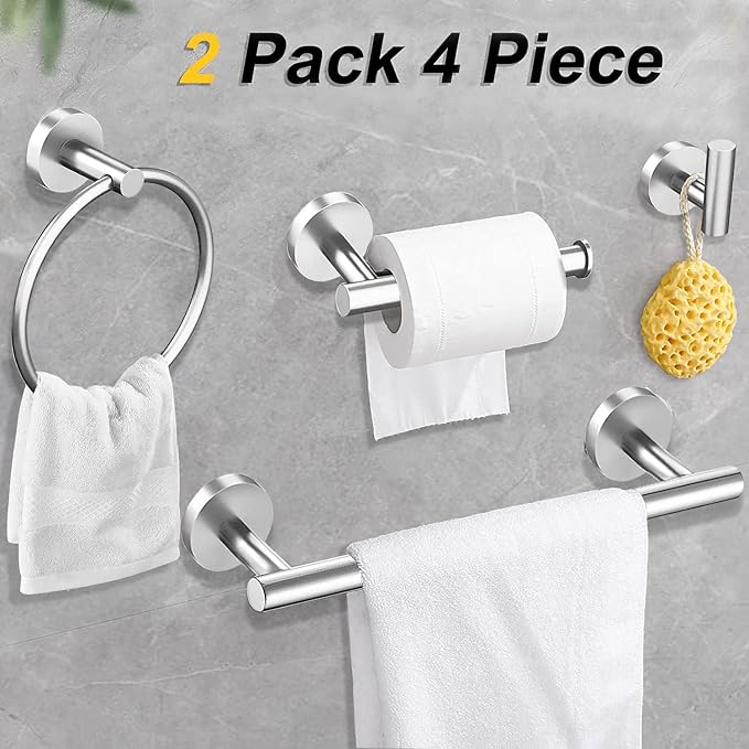 Cilee 10 Piece Brushed Nickel Bathroom Accessories Set, 16 inch Brushed Nickel - Image 2