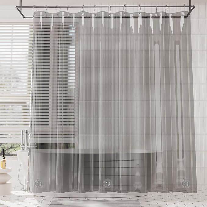 AmazerBath Premium EVA Shower Curtain Clear Grey, Luxury Shower Curtain Grey - Image 2