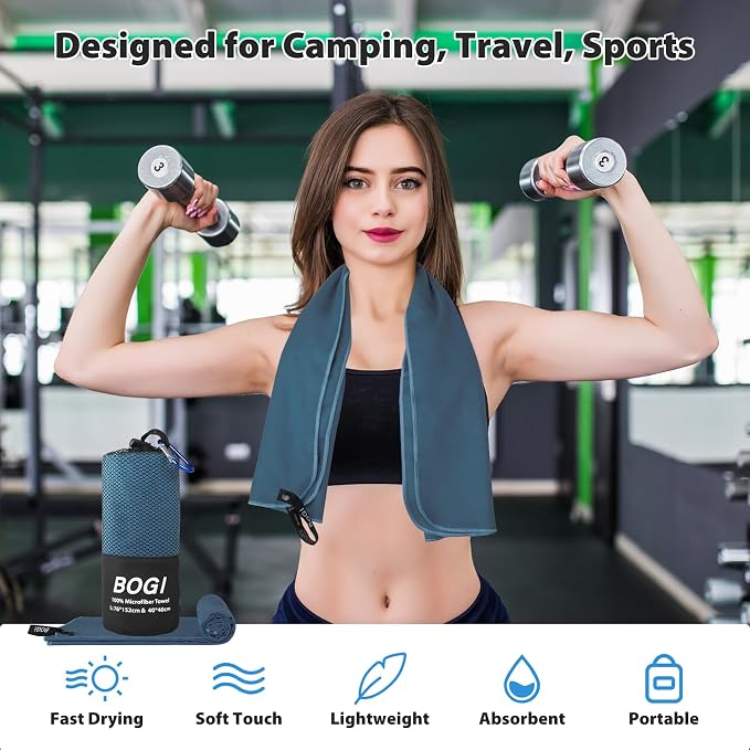 BOGI 4 Pack Microfiber Travel Sports Towel-Quick Dry Towel, Soft Lightweight - Image 5