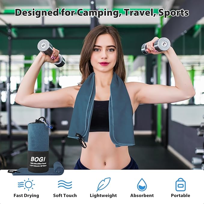 BOGI Microfiber Travel Sports Towel-Quick Dry, Soft Lightweight, Compact - Image 6