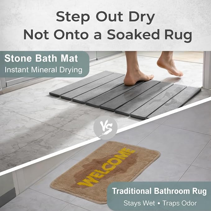 Foldable Stone Bath Mat – Premium Diatomaceous Earth Quick Dry Bathroom Mat - Image 3