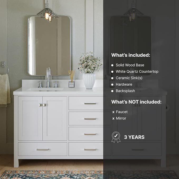 ARIEL Double Bathroom Vanity 73" White - Image 5