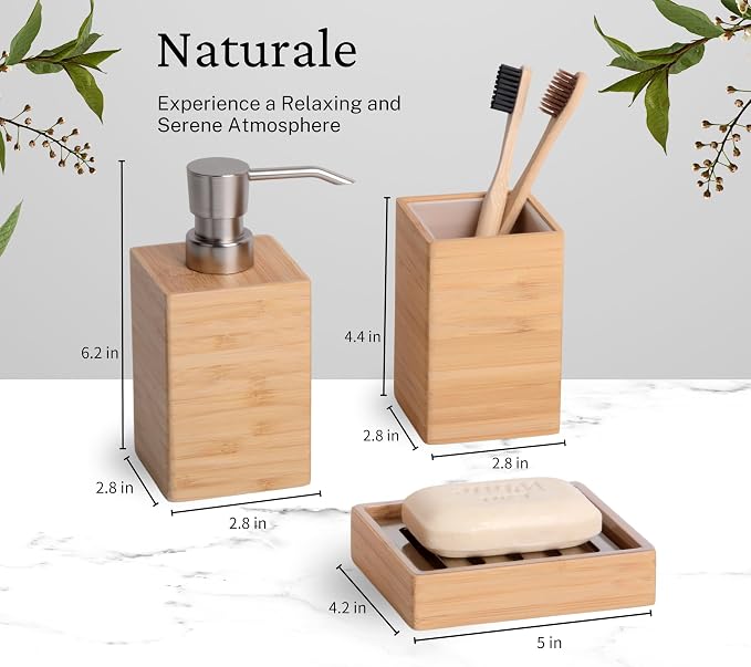 Bamboo Bathroom Accessories Set, Toothbrush Holder, Soap Dish, Kitchen Soap - Image 6