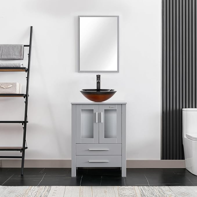 eclife 24" Modern Bathroom Vanity Sink Combo Freestanding Cabinet - Image 2