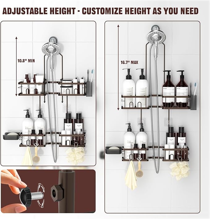 REINHARDT Adjustable Shower Caddy Hanging Rustproof Shower Caddy - Image 2