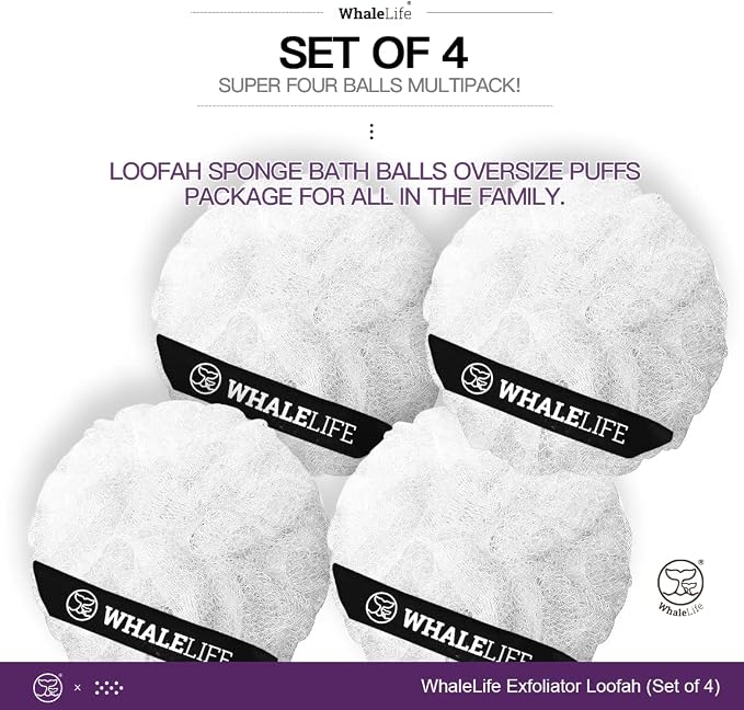 Loofah Sponge Bath Sponge for Women Men 4 Pack - Image 5