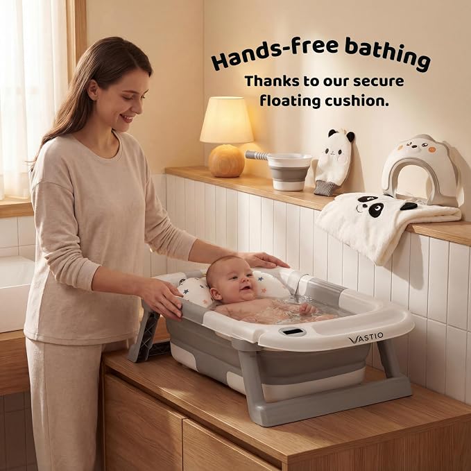 VASTIO™ 6-in-1 Collapsible Baby Bathtub Set – Foldable Baby Bath Tub - Image 5