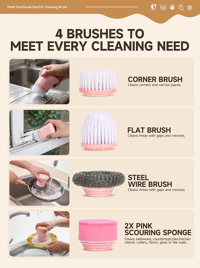 Electric Spin Scrubber, Cordless Cleaning Brushes, Gift - Image 7