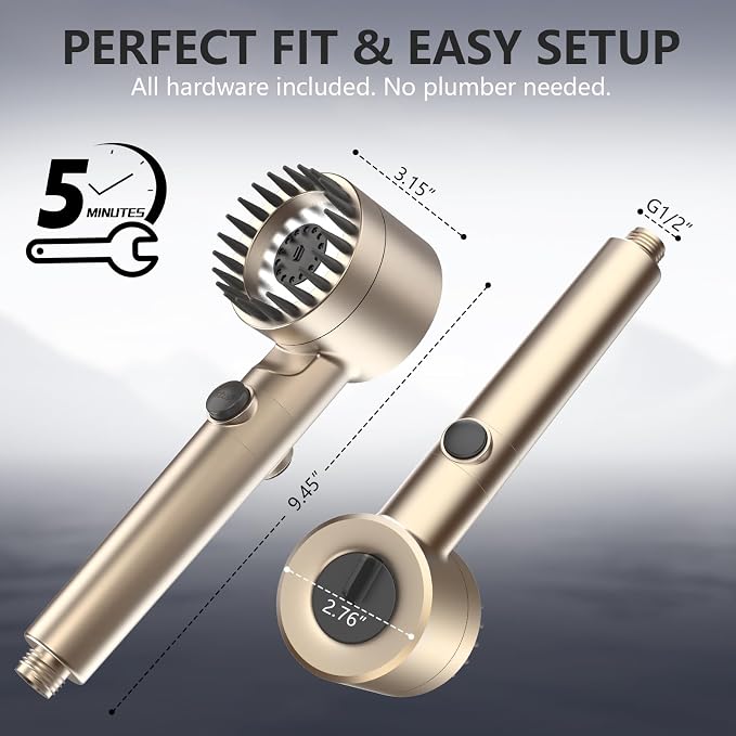 Filtered Shower Head with Handheld, High Pressure Water Flow and Multiple Spray - Image 6