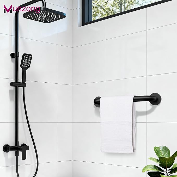 12 Inch Anti Slip Bathroom Grab Bar, 2 Pack Munzong Oil Rubbed Black Shower - Image 2