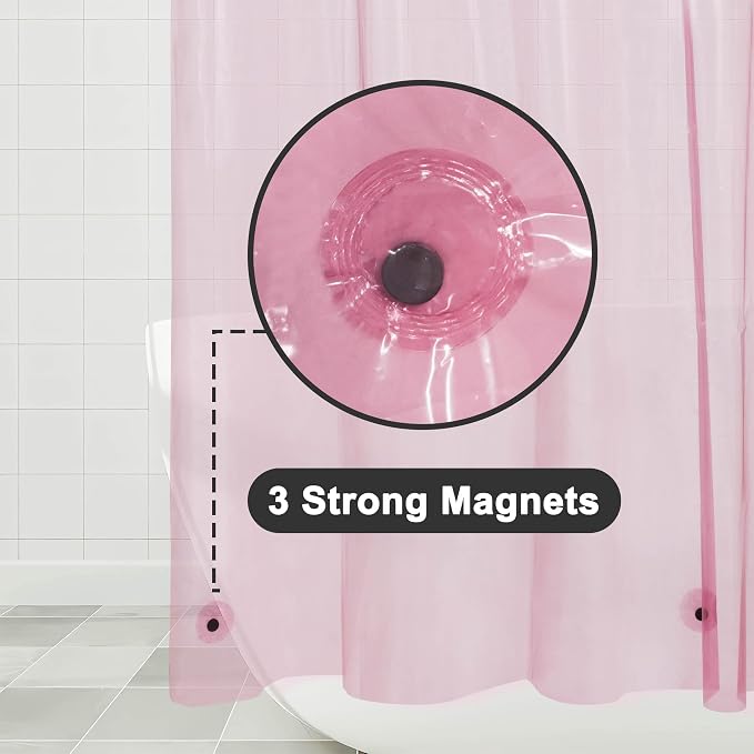Barossa Design Extra Long Clear Pink Shower Curtain Liner - Image 3