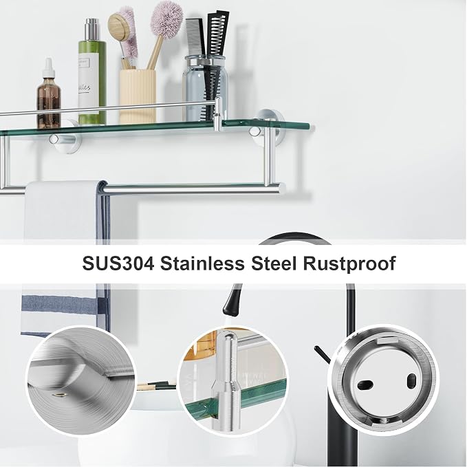 20-Inch Tempered Glass Bathroom Shelf - Image 4