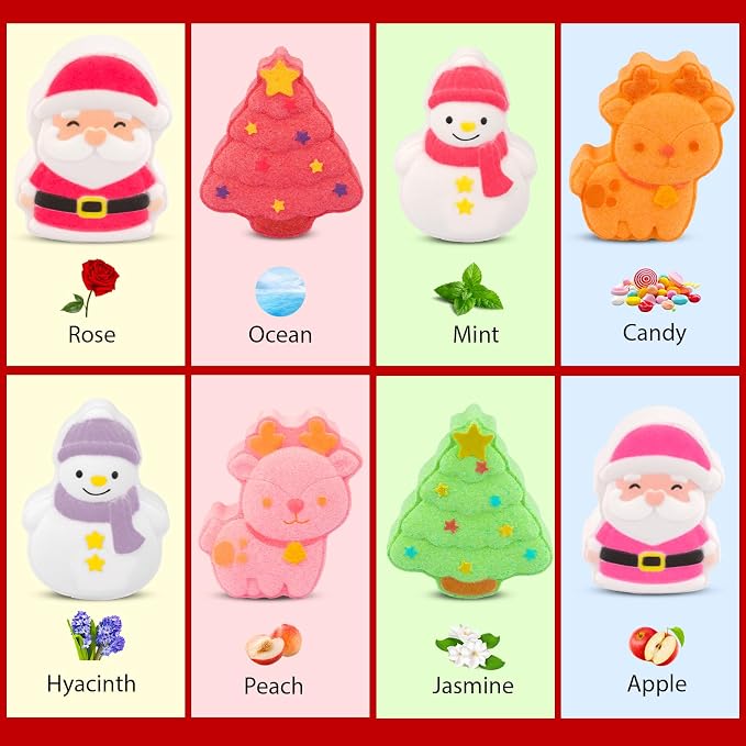 Christmas Bath Bombs for Kids, Snowman Tree Organic Essential Oil Bubble Bubble - Image 3