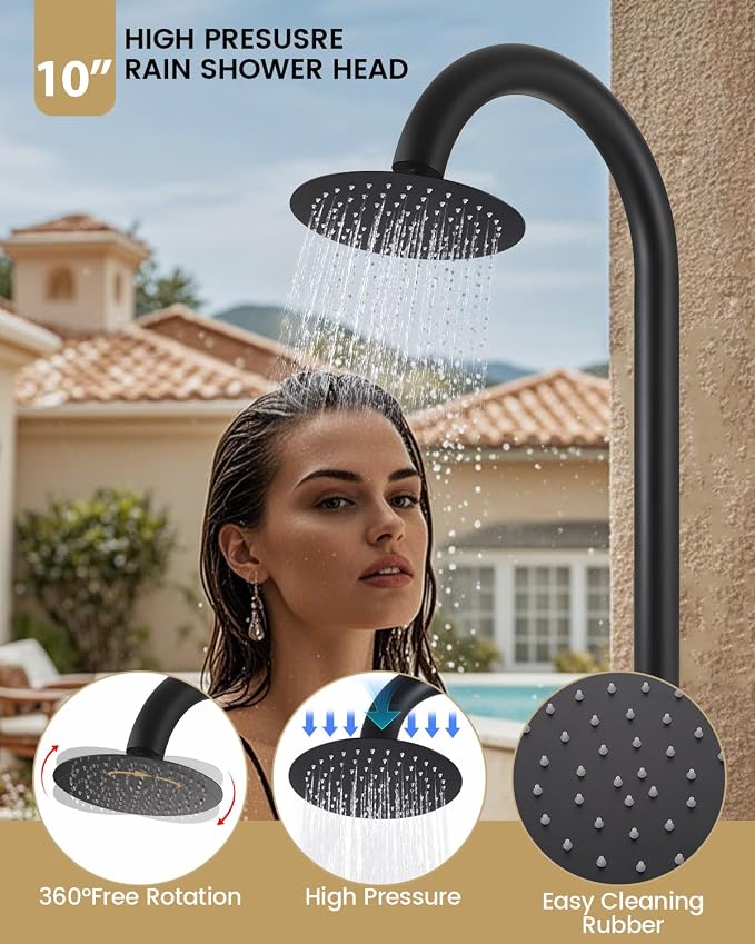 316 Marine Grade Stainless Steel Free Standing Outdoor Shower - Image 5