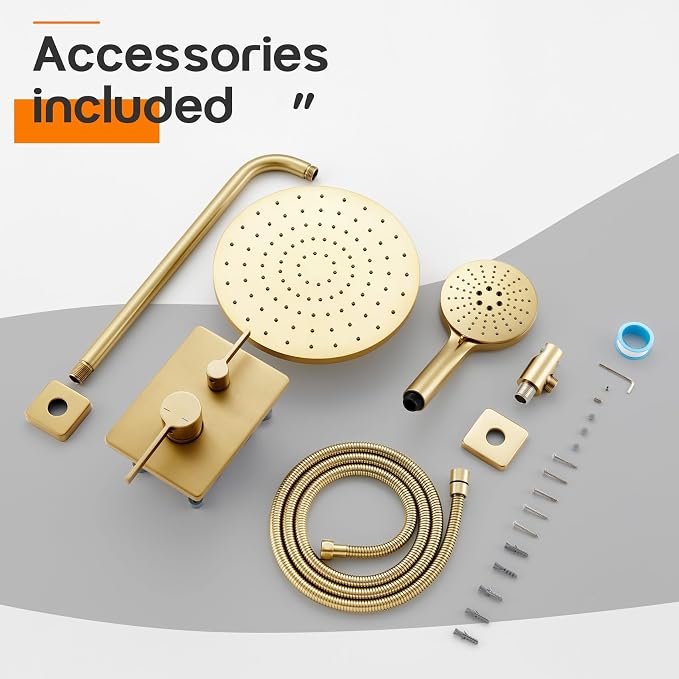 Bathroom Shower Trim Kit with 10'' High Pressure Rain Shower Head, 3-Function - Image 8