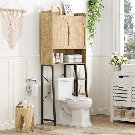 Rattan Over The Toilet Storage Cabinet by FiveWillowise