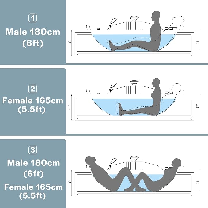 Empava 59" Corner Whirlpool Bathtub - Image 5