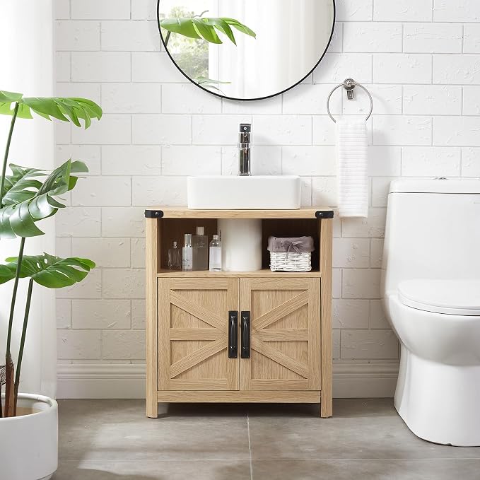 Bathroom Floor Cabinet, Adjustable Shelf, Barn Doors, Farmhouse Bathroom - Image 7