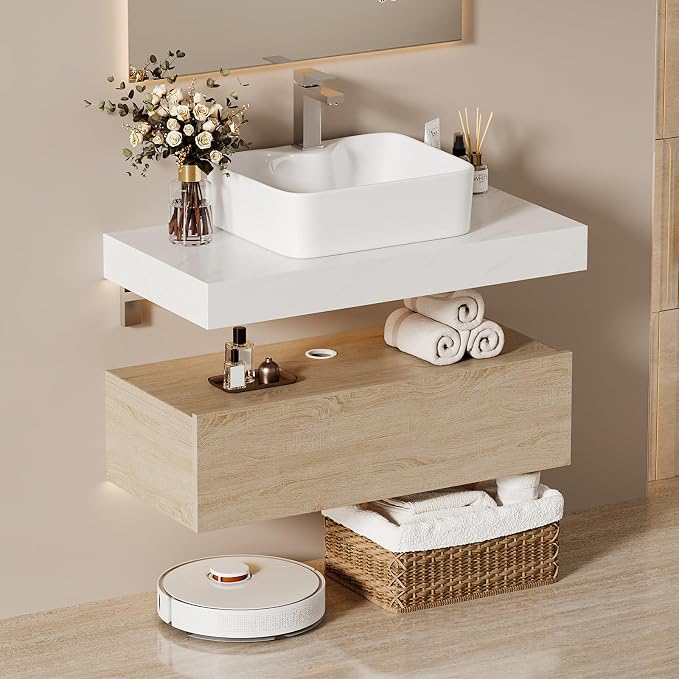 35.4" Floating Bathroom Vanity Wall-Mounted Storage Cabinet Single Piece Set by COGITIL