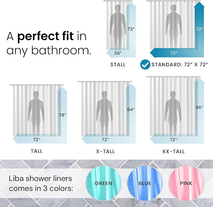 LiBa Bathroom Shower Curtain Premium PEVA Non-Toxic - Image 2