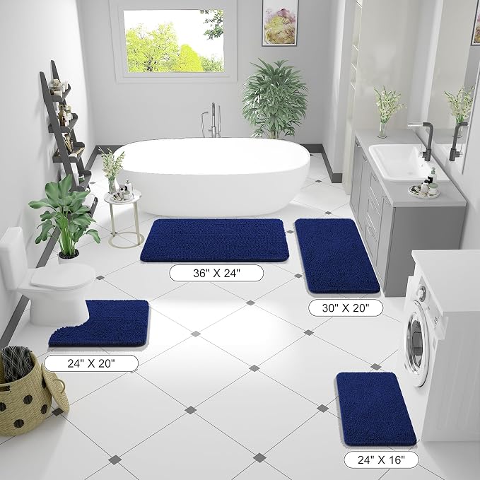 OLANLY Bathroom Rugs 47x24, Extra Soft Absorbent Chenille Bath Rugs, Rubber - Image 2