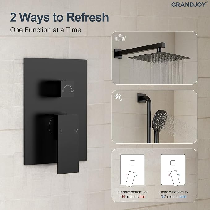 Matte Black 10 Inch Rainfall Shower System - Image 6