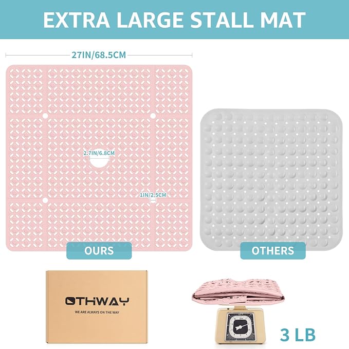OTHWAY Square Shower Mat, TPE Anti Slip Shower mat - Image 4