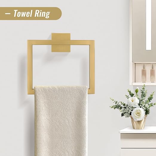 YACVCL Towel Bar Set, 5-Piece Brushed Gold Bathroom Hardware Set, SUS304 - Image 3