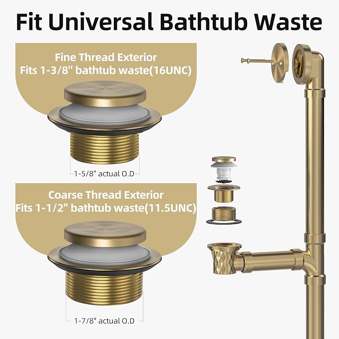 Brushed Gold Tub Drain Kit - Image 4