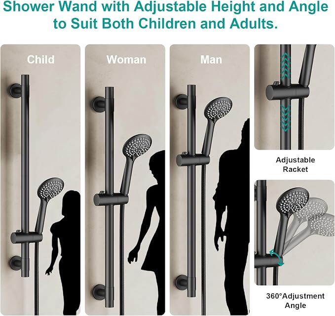 Shower Slide Bar Handheld Shower Head - Image 7