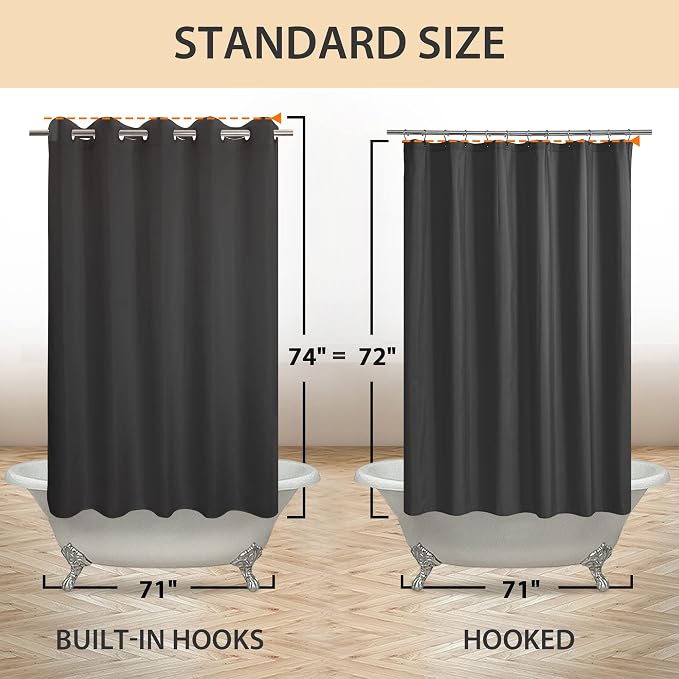 River Dream No Hook Hotel Cloth Black Shower Curtain Microfiber Waterproof - Image 6