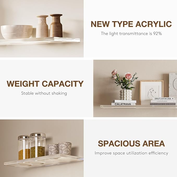 Acrylic Floating Shelves for Wall, Wall Mounted Shelf for Storage and Decor - Image 7
