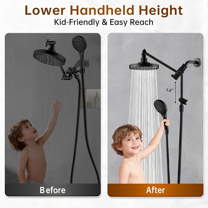 BRIGHT SHOWERS High Pressure Dual Shower Head Combo - Image 6