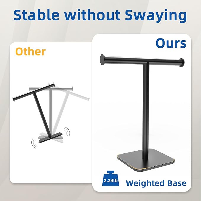 RUACQ T-Shape Hand Towel Holder Stand, Weighted Base Towel Rack, Countertop - Image 3