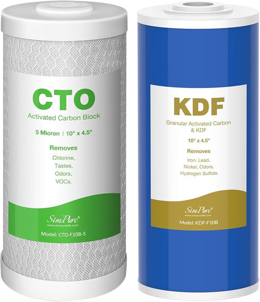 SimPure Whole House Water Filter Cartridges 5 Micron 10" x 4.5" CTO+GAC/KDF by SimPure_Water