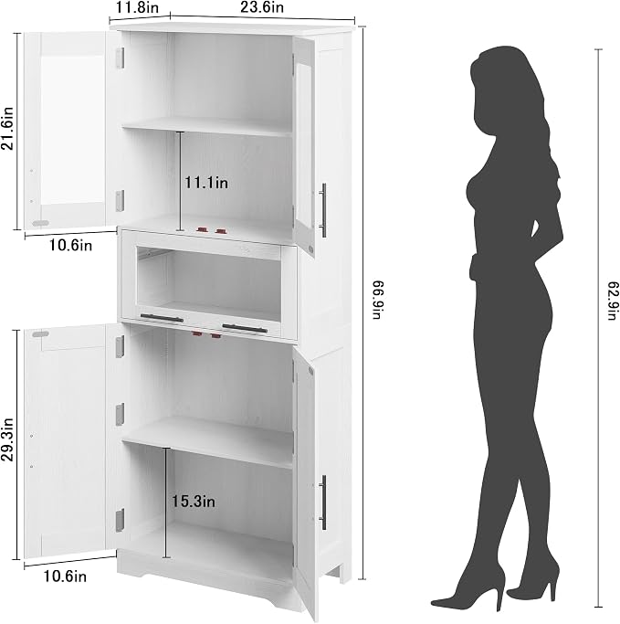 GAOMON Tall Bathroom Cabinet, Freestanding Storage Cabinet - Image 2