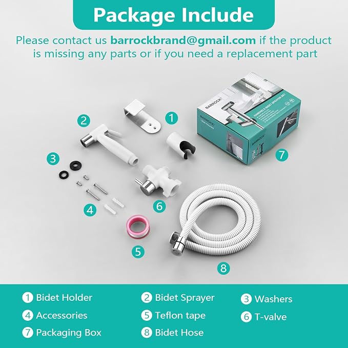 BARROCK Handheld Bidet Sprayer for Toilet, Stainless Steel Metal Made Baby - Image 9