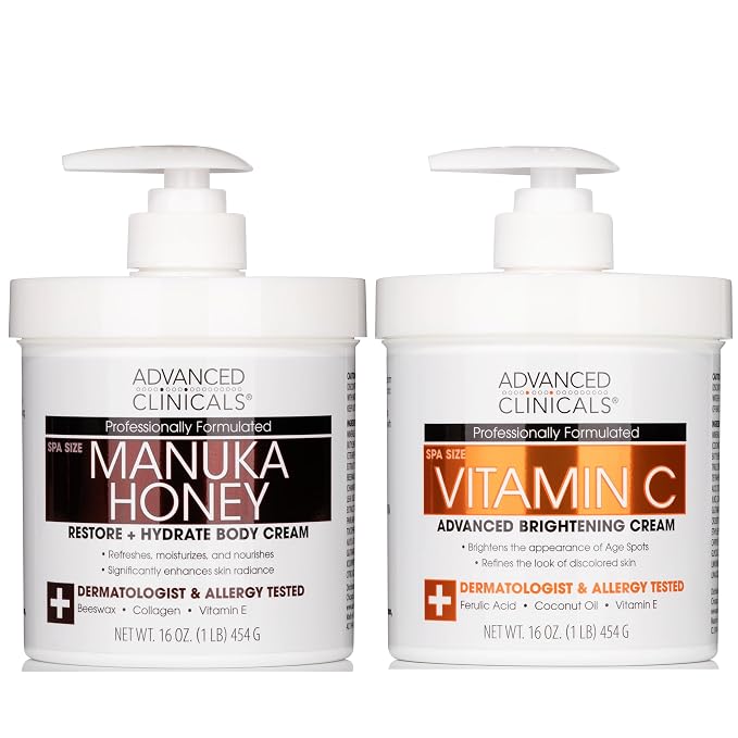Advanced Clinicals Vitamin C Brightening Cream + Manuka Honey Body Lotion & by AdvancedClinicals